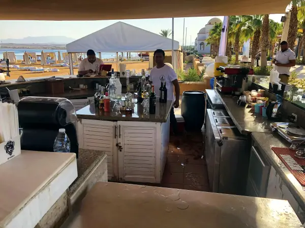 The beach bar looking out to the water
